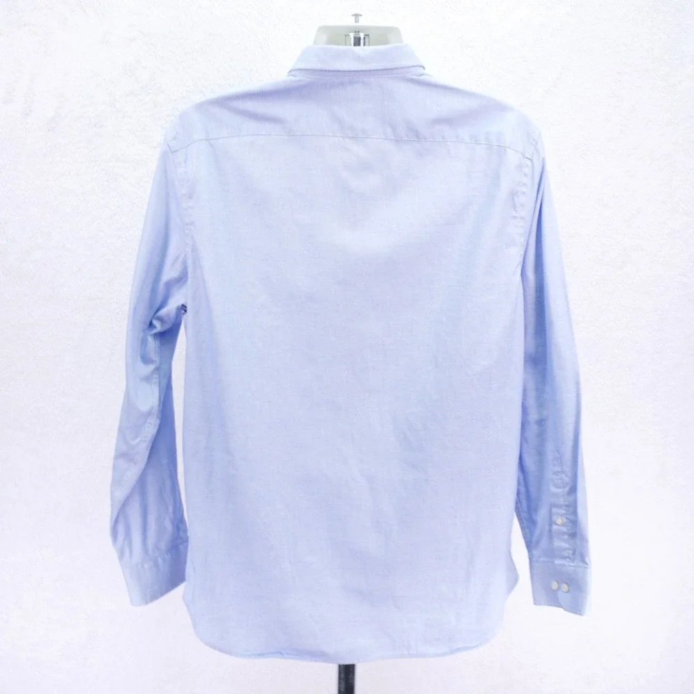 Banana Republic -Large- Blue Standard Fit Button Up Dress Shirt Birds Eye Cotton